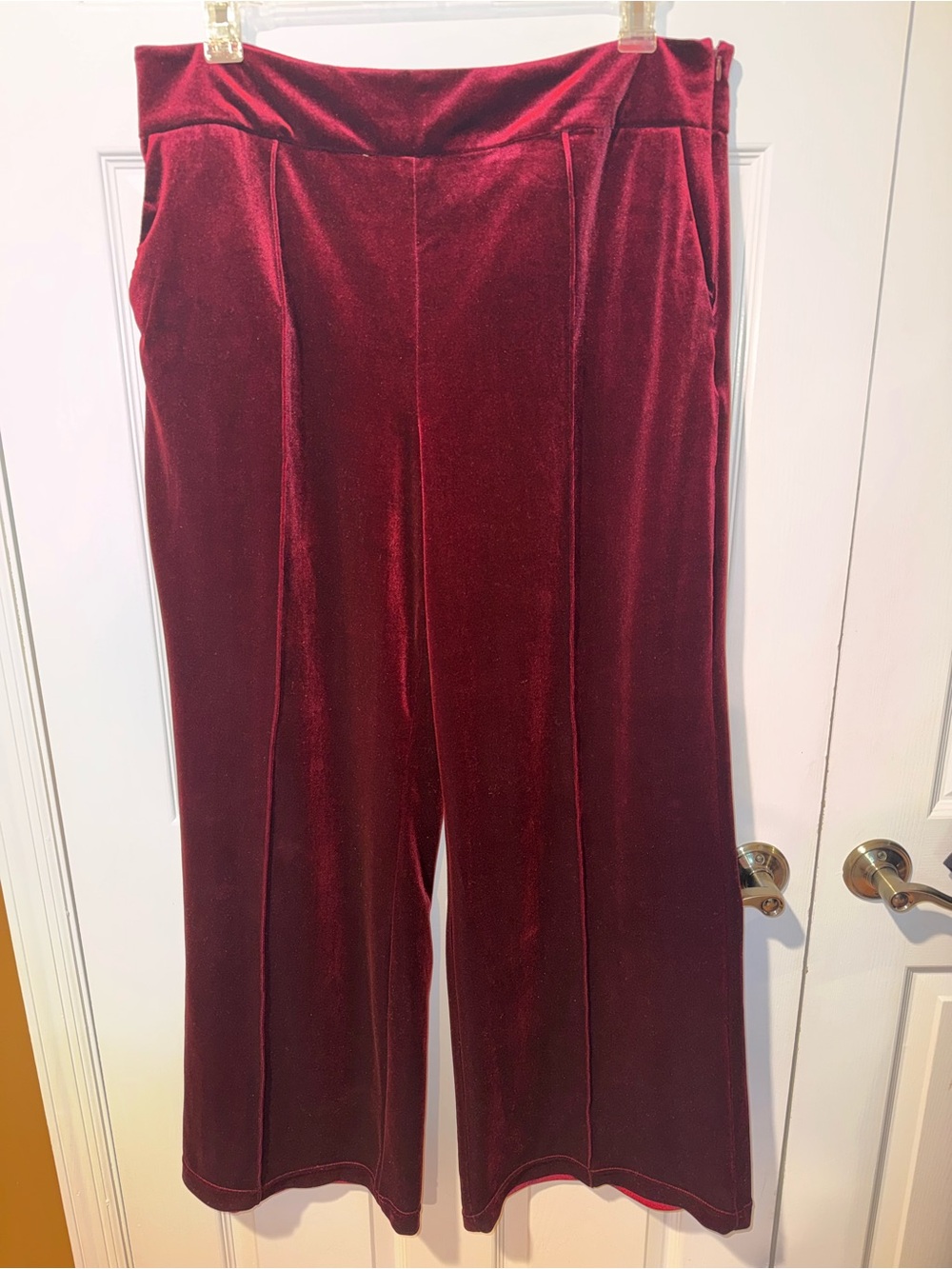 INC International Concepts Wine Velvet Wide-Leg Pants